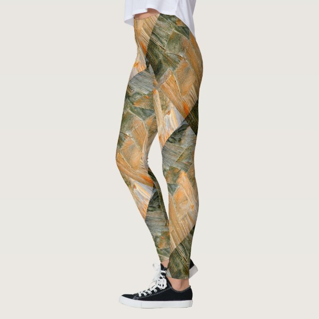 Diagonale Blockhütte braun Leggings (Links)