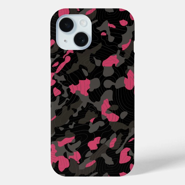 Diagonale Camouflage Schwarz-Rosa mit Contour-Lini Case-Mate iPhone Hülle (Rückseite)