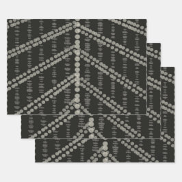 Diagonale Horizontale Vertikale Graue Gepunktete P Geschenkpapier Set
