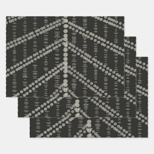 Diagonale Horizontale Vertikale Graue Gepunktete P Geschenkpapier Set (Set)