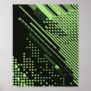 Diagonale Linien und Quadratgitter-Design Poster
