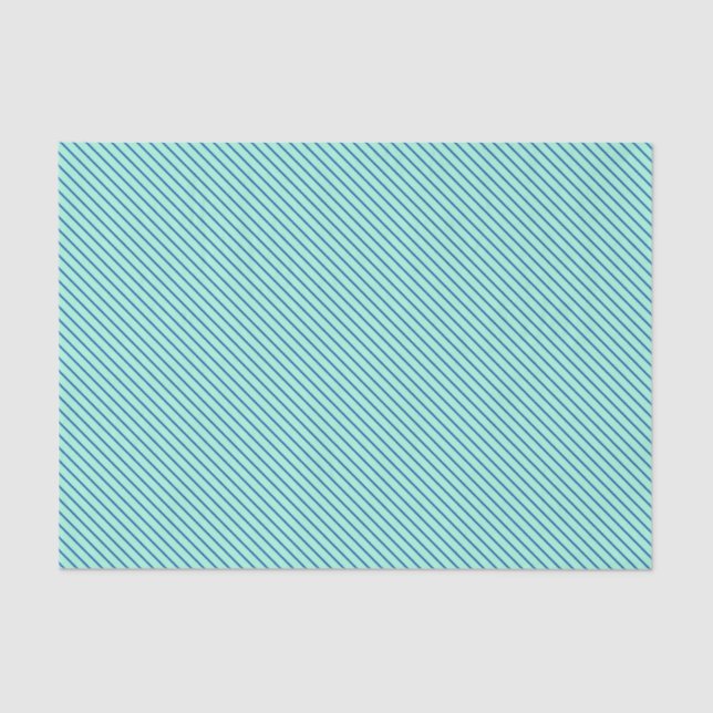 Diagonale Nadelstreifen - Aqua und Marine Seidenpapier (Vorderseite)