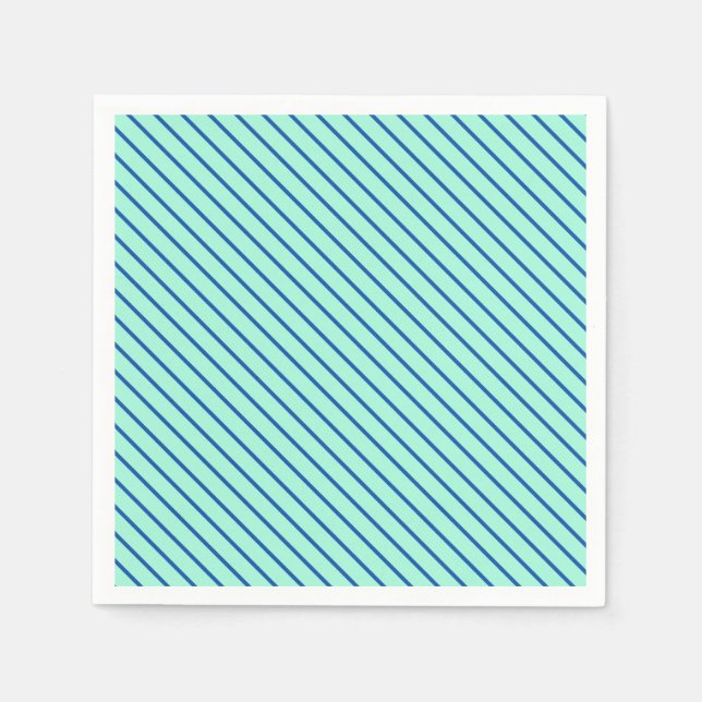 Diagonale Nadelstreifen - Aqua und Marine Serviette (Vorderseite)