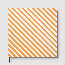 Diagonale orange und weiße Streifenmuster Gästebuch