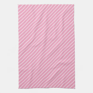 Diagonale Pinstreifen - Muschel pink und weiß Geschirrtuch