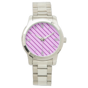 Diagonale Pinstreifen - orchid und lila Armbanduhr