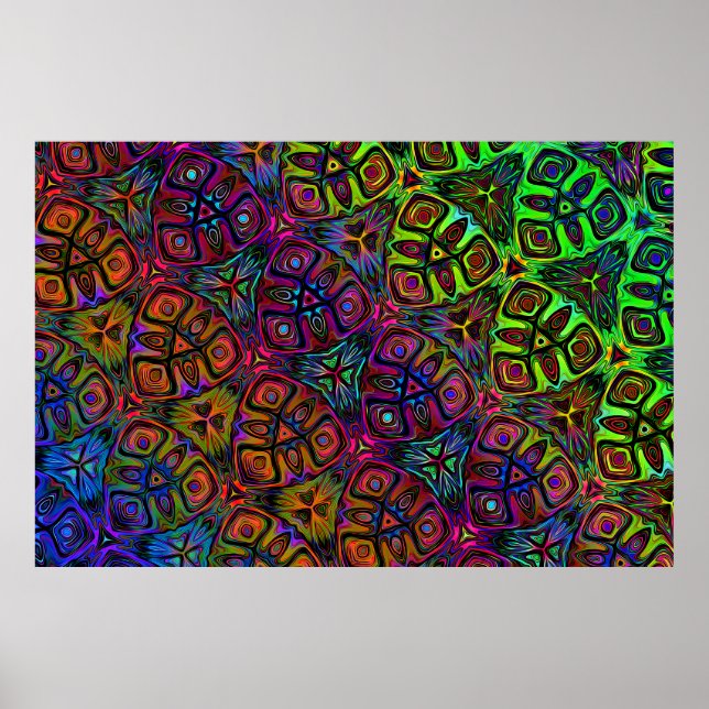diagonale psychedelische, mehrfarbige abstrakte Ku Poster (Vorne)