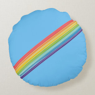 Diagonale Regenbogenstreifen Rundes Kissen