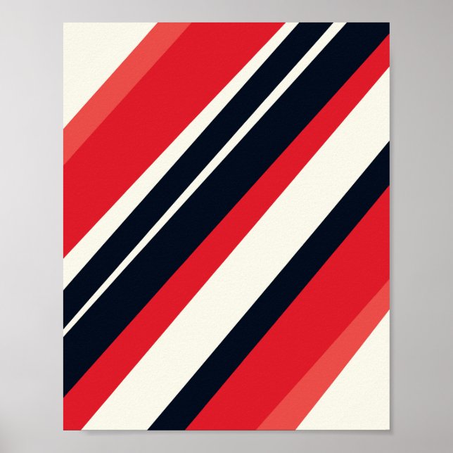 Diagonale rote und schwarze Streifen auf hellbeige Poster (Vorne)