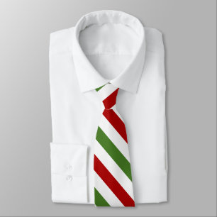 Diagonale Rote, Weiße und Grüne Streifen Krawatte
