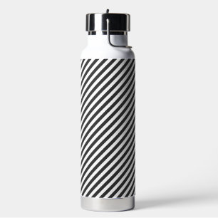 Diagonale schwarz-weiße Streifenmuster Trinkflasche
