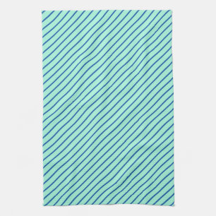 Diagonale Streifen - aqua und navy Küchentuch