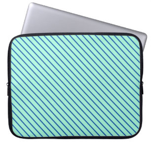 Diagonale Streifen - aqua und navy Laptopschutzhülle