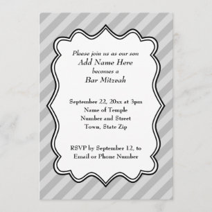 Diagonale Streifen im grauen Bar Mitzvah Einladung