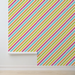 Diagonale Streifen in lebendigen Farben Tapete
