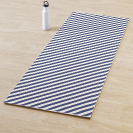 Diagonale Streifen in navyblau und weiß Yogamatte