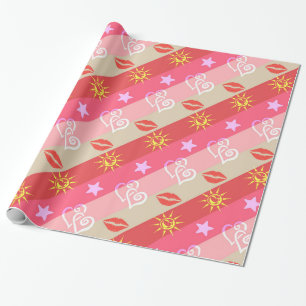 Diagonale Streifen in rosa und beige Geschenkpapier