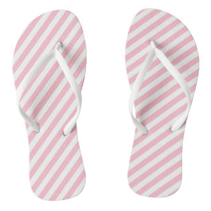 Diagonale Streifen in rosa und weißem Medium Flip Flops