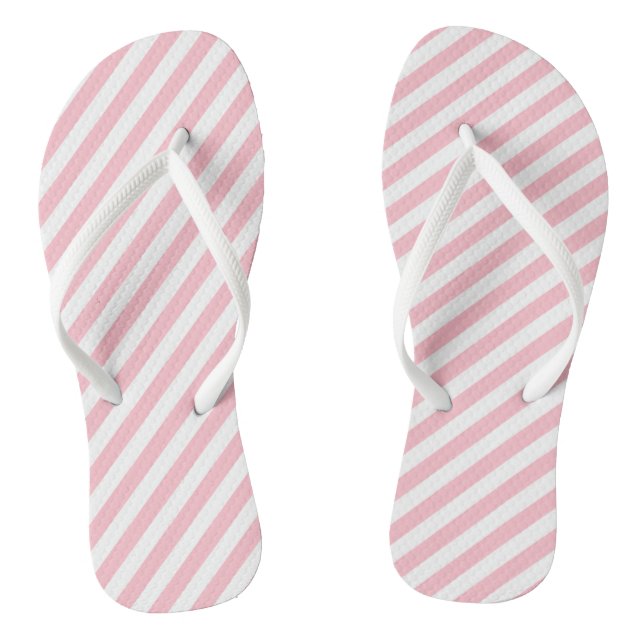 Diagonale Streifen in rosa und weißem Medium Flip Flops (Fußbett)