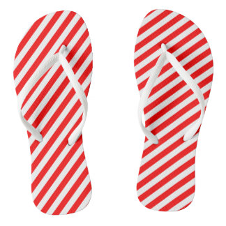 Diagonale Streifen in Rot und Weiß Flip Flops