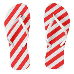 Diagonale Streifen in roter und weißer Größe Flip Flops