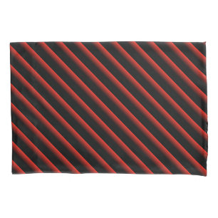 Diagonale Streifen in Schwarz und Rot Kissenbezug