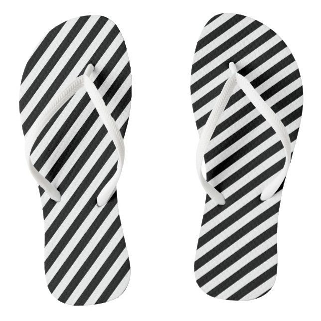 Diagonale Streifen in Schwarz und Weiß Flip Flops (Fußbett)
