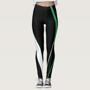 Diagonale Streifen Mit Monogramm Schwarz/Weiß Leggings