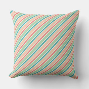 Diagonale Streifen: Rosa, Grün und Blau Kissen