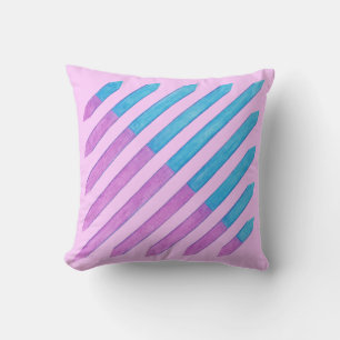 Diagonale Streifen Rosa und Blaue Kissen