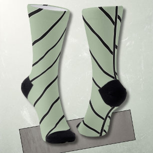 Diagonale Streifen schwarz auf grün klassisch Socken