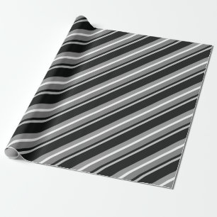Diagonale Streifen schwarz Geschenkpapier