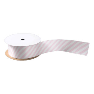 Diagonale Streifen (weiß und rosa) Satinband