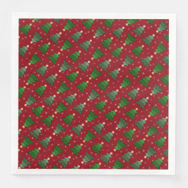 Diagonale Weihnachtsbäume mit Sternen auf Custom R Serviette