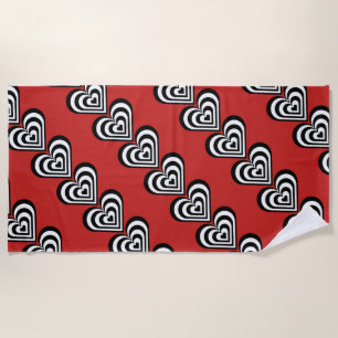 diagonale Zebraschwarzweiss-herzen Thunder_Cove Strandtuch