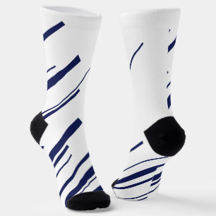 Diagonalen in Blau und Weiß Socken