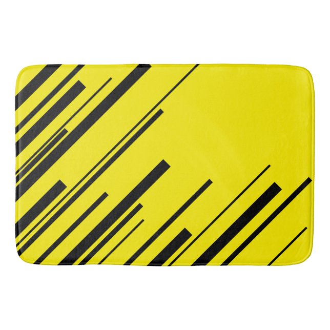 Diagonalen in Gelb und Schwarz Badematte (Vorderseite)