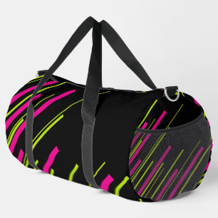 Diagonalen in Kalkgrün, Hot Rosa und Schwarz Duffle Bag