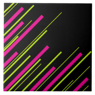 Diagonalen in Kalkgrün, Hot Rosa und Schwarz Fliese