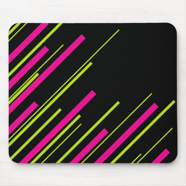 Diagonalen in Kalkgrün, Hot Rosa und Schwarz Mousepad (Vorne)
