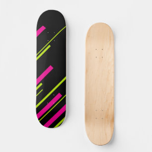 Diagonalen in Kalkgrün, Hot Rosa und Schwarz Skateboard