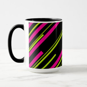 Diagonalen in Kalkgrün, Hot Rosa und Schwarz Tasse