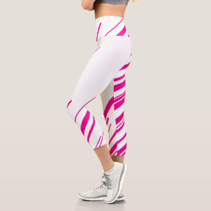 Diagonalen in Magenta und Weiß Capri Leggings