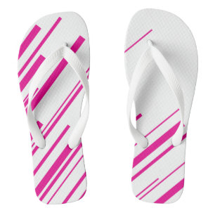 Diagonalen in Magenta und Weiß Flip Flops