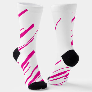 Diagonalen in Magenta und Weiß Socken