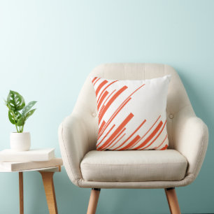 Diagonalen in Orange und Weiß Kissen