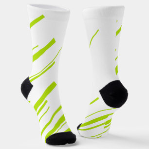 Diagonalen - Kalkgrün und Weiß Socken