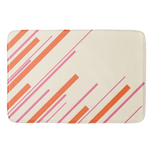 Diagonalen - Rosa, Orange und Creme Badematte (Vorderseite)