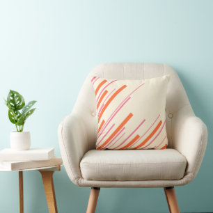 Diagonalen - Rosa, Orange und Creme Kissen