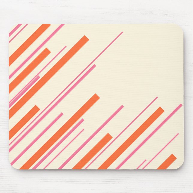 Diagonalen - Rosa, Orange und Creme Mousepad (Vorne)